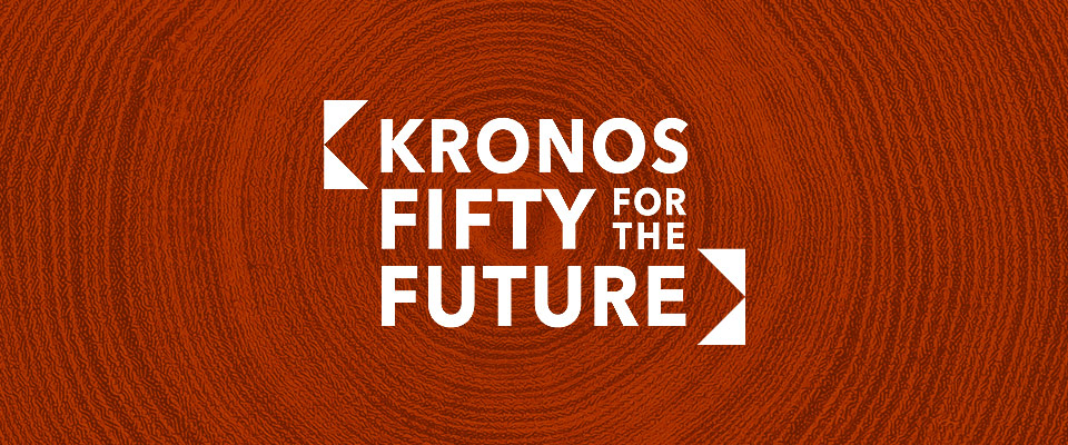 Fifty for the Future graphic with red background and ripples of sound waves