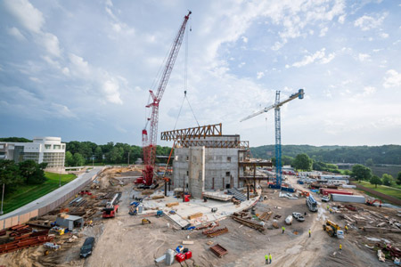 Construction on the new Hancher Auditorium