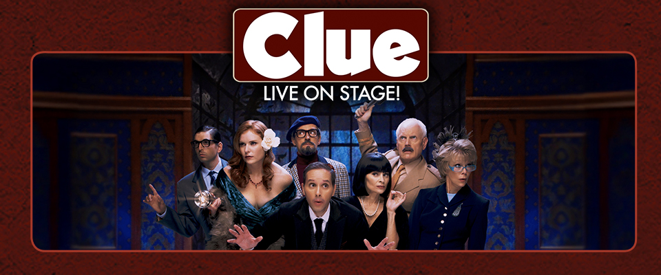 Clue Live on Stage Clue cast standing center of image