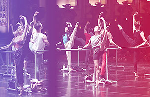Joffrey Ballet dancers on stage in practice