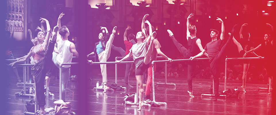 Joffrey Ballet dancers on stage in practice