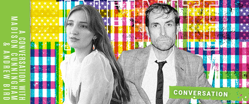 Andrew Bird and Madison Cunningham against Infinite Dream flag treatment