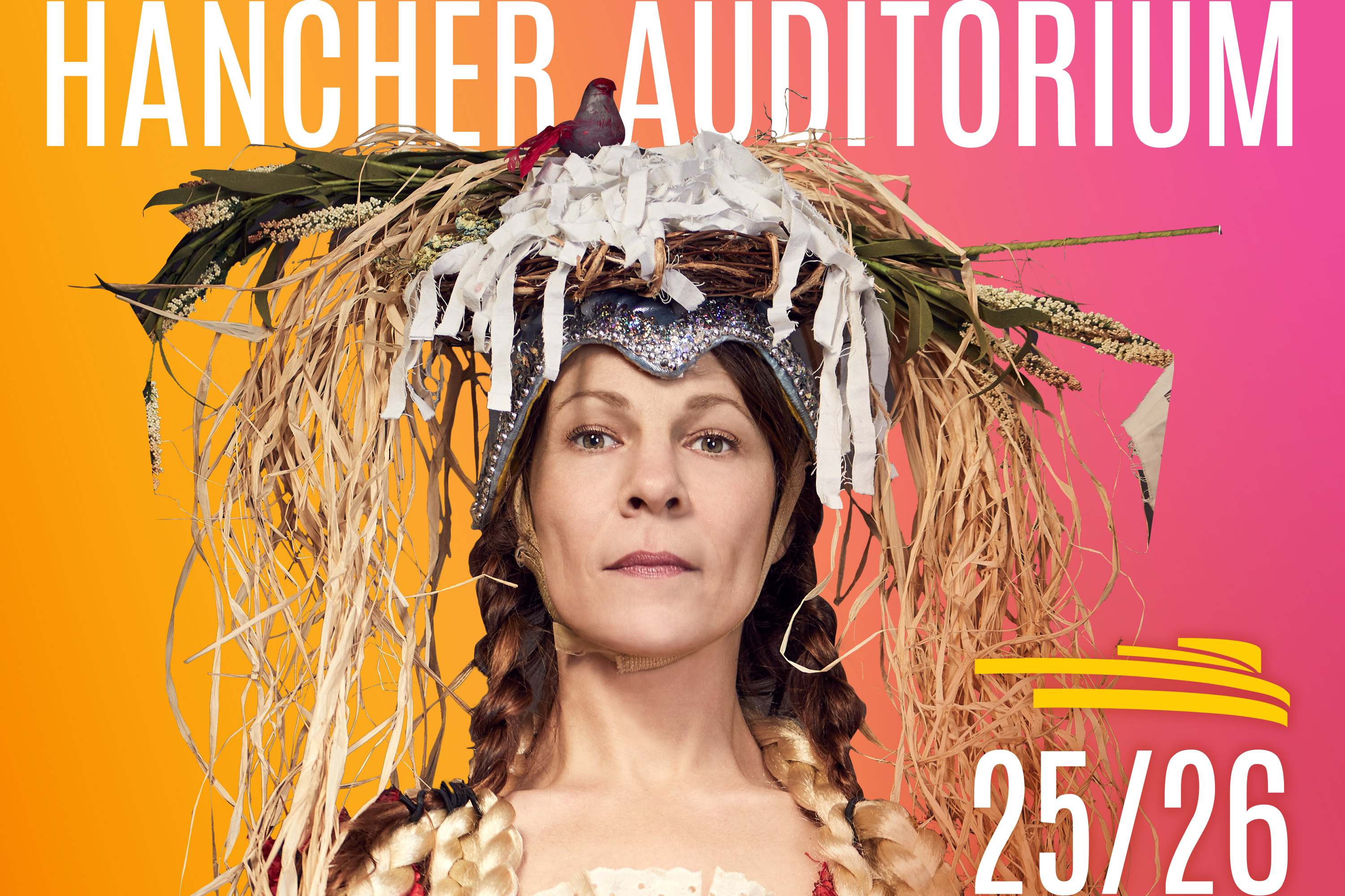 University of Iowa’s Hancher Auditorium announces 2025-2026 season of events Suzanne Bocanegra wearing a head dress with text Hancher Auditorium 25/26