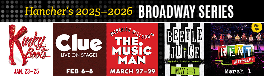 Broadway 2025–26: Kinky Boots, Clue, The Music Man, Beetlejuice, Rent in Concert Left to right: Kinky Boots, Clue, The Music Man, Beetlejuice, Rent in Concert
