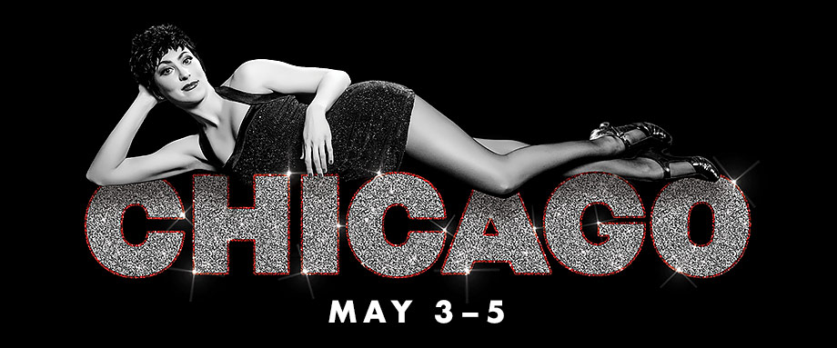 Chicago title with actress laying on top of words