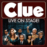 Clue cast standing center of image