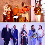Imani Winds and Harlem Quartet Imani Winds on left side of the image and Harlem Quartet on the right side of the image