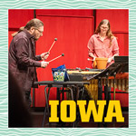 Steven Schick on left, Iowa Percussion on right