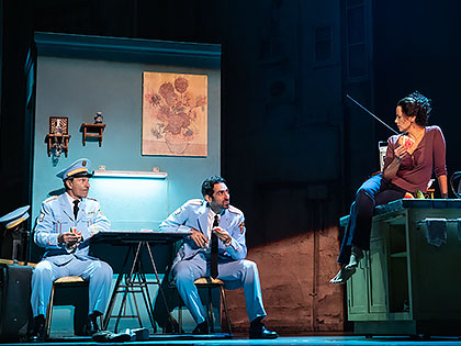 Sasson Gabay, Joe Joseph, Janet Dacal in "The Band's Visit." Photo by Evan Zimmerman, MurphyMade