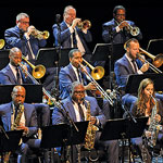 Jazz at Lincoln Center Orchestra members playing brass instruments